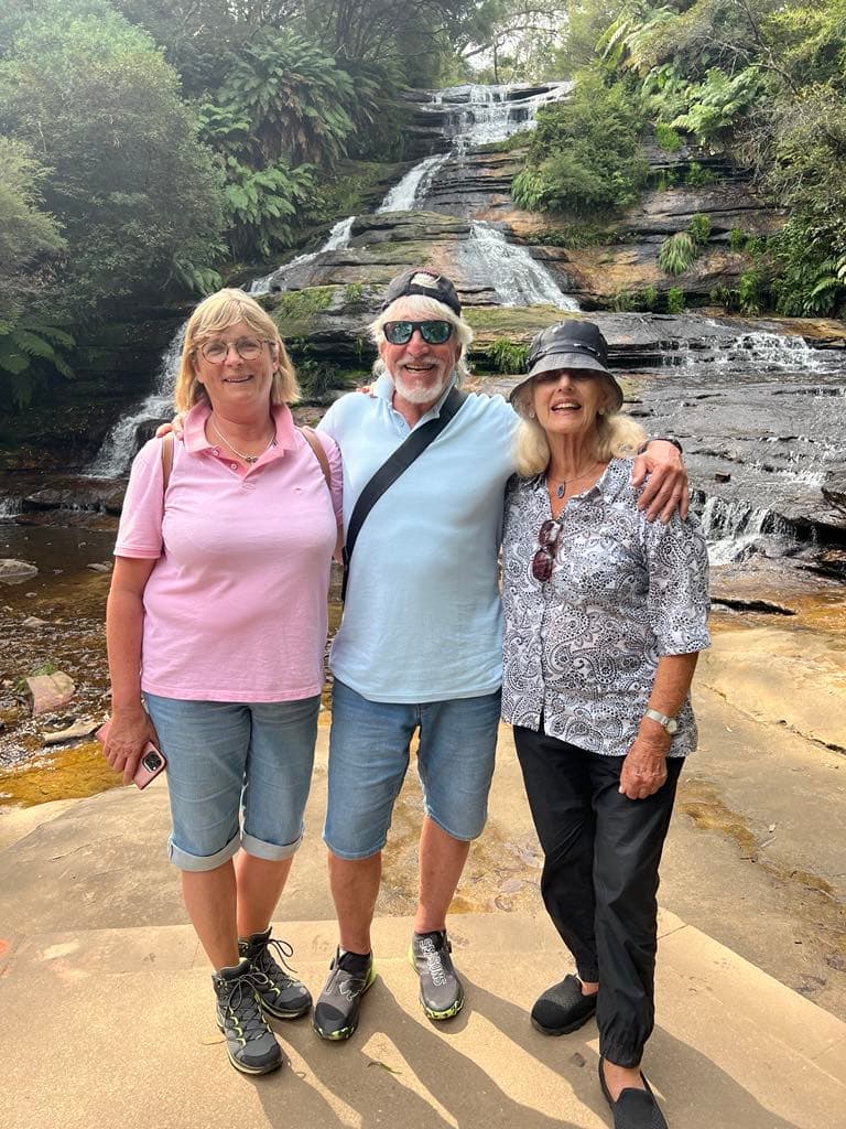 Guests on a custom Blue Mountains day tour at a waterfall lookout