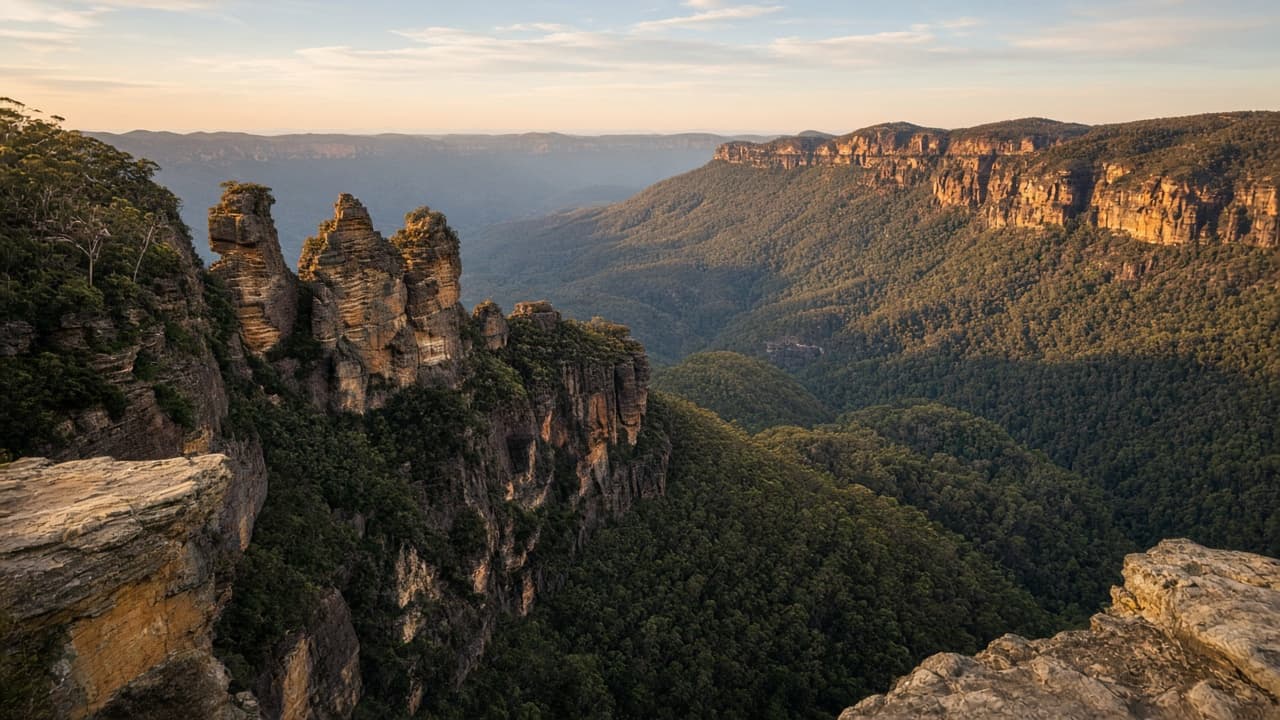 Blue Mountains lookout and sandstone cliffs