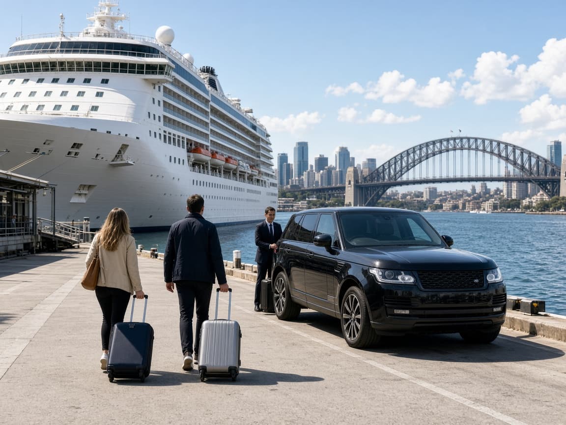 Private vehicle waiting at a Sydney cruise terminal